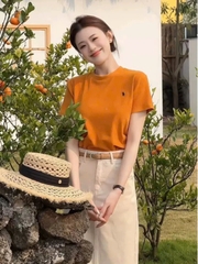 SET485- SET áo cotton cam mix CV kaki màu be ( ko kèm bel)