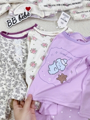 CB341- Combo 3 bộ thun dài tay màu tím bé gái