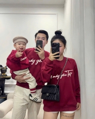 A455-Áo nỉ đỏ gia gia đình em bé yêu Tết