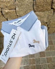BT853-Bộ áo polo trắng phối quần short thêu ngựa cho bé 9-26kg