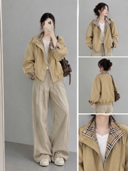 A766-Áo khoác kaki phối viền bo gấu