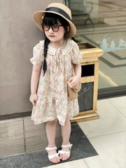 SETKID028-Set bộ/đầm hoa viền ren màu nhạt bé gái -hàng thiết kế