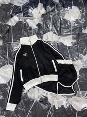 Set727- Set nỉ haida dài tay khoá đen viền trắng phối quần short