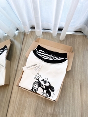 Set956- Set lêch vai áo thun trắng mix quần kẻ
