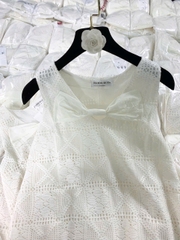 Set686- Set ren 2 lớp CV xếp ly màu trắng có lót quần