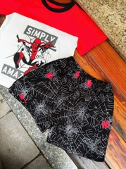 BT499- Bộ Simply trắng đỏ đen áo cotton mix quần cua bé trai