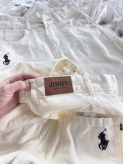 quan107- Quần short ngố màu be thêu đen mác da