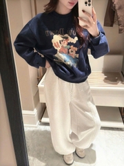 Set802- Set nỉ haida Slow xanh thân- quần bom ghi