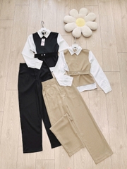 Set341- Set đồ nữ áo gile đai phối quần suông thanh lịch