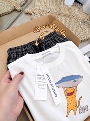 Set1048- Bộ mặc nhà áo thun dài phối ưuaanf suông