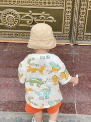 BT440- Bộ áo cotton khủng long mix quần cua màu Cam