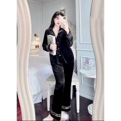 Set751- Set nhung Miu tay viền dài hàng Quảng Châu