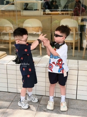 ❤️BT968- Bộ polo nhện than mặt đỏ màu than Minibebe