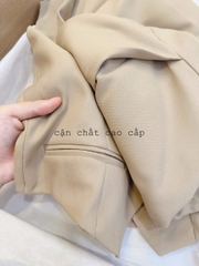 Set869-Set áo gile nâu sát nách phối quần váy vải chéo thái mềm mại