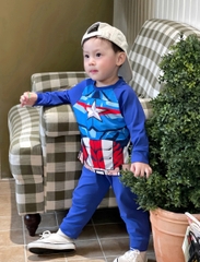 CB383- Combo 2 bộ thun dài tay bé trai CAPTAIN AMERICA