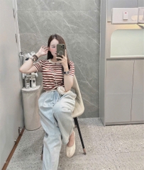 Quan064- QUẦN jean baggy cạp chun màu xanh nhạt