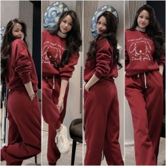 Set810- Bộ mặc nhà áo nỉ hai da phối qq