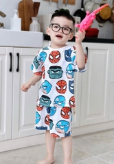 CB332- Combo 2 bộ xược xanh trắng NHỆN in full mặc dáng cộc