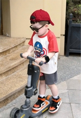 BT487- Bộ CaTAin phối tay trắng hồng mix quần cua