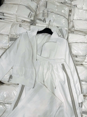 Set774- Bộ gió lụa 2 lớp màu trắng viền bạc chất mềm đẹp