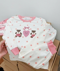 Cb169- (9-26kg) Combo 2 bộ thun díp bé gái Gấu bi VNXK