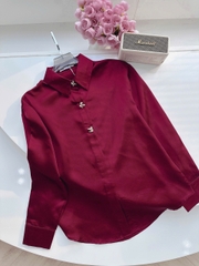 ☘️ A210-ÁO SƠ MI LỤA ZA.R CÚC KIỂU MÀU ĐỎ CHẤT LỤA 🪴