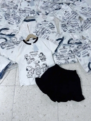 Set622- Bộ snop cpaso trắng viền mix quần cọc bèo than