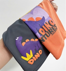 BT447- Bộ áo cotton KHỦNG LONG CAM mix quần cua màu ghi