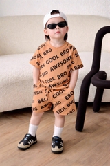 Bt929- bộ cotton cam đất in chữ dáng cộc chất đẹp