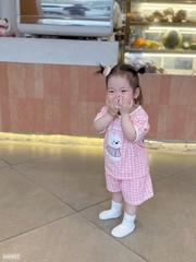 CB303- Combo 2 bộ cộc tay kẻ caro hồng chạy viền chất cotton