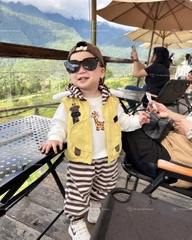 BT1074- Bộ hưou cao cổ 3 chi tiết mũ nhồi cute màu kẻ vàng