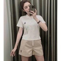 A574-Áo polo trắng thêu gấu hàng nhà máy đủ tem