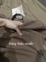 SET482-Set bộ chữ thêu BAD tăm nhung màu nâu quần bom