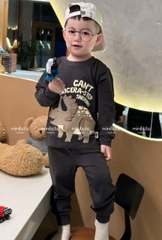 CB299-Combo 2 bộ thun díp dài tay thu đông bé trai khủng long size 9-25kg