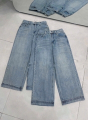 QUAN021- Quần JEANS nấm dài 90cm ống suông rộng 28 thêu gấu