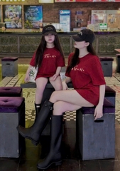 A174-Áo đỏ đỏ   TẾT ƠI full size gia đình chất cotton đep