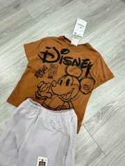 BT494- Bộ DISNEY áo cotton cam đất mix quần cua tím nhạt