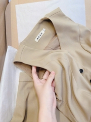 Set869-Set áo gile nâu sát nách phối quần váy vải chéo thái mềm mại