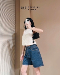 QUAN037- quần jeans ngố màu xanh hàng nhà máy full tem