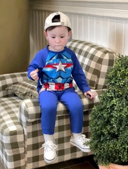 CB383- Combo 2 bộ thun dài tay bé trai CAPTAIN AMERICA