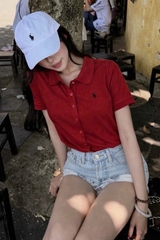 A590-Áo len cadigan cộc tay thêu ngựa 3 màu