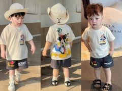 BT949- Bộ cotton màu Vàng-Chì Chuột in trước sau