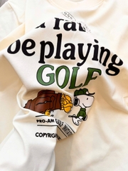 A493-Áo thun cộc tay màu be in chữ GOLF đủ tem hàng nhà máy
