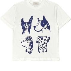 A331- Áo thun trắng dáng suông in hình cún xanh