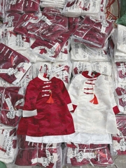 BT806-Bộ áo dài bé trai tặng kèm charm 2 màu đỏ trắng