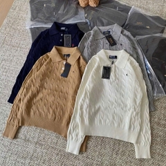 A462-Áo len thừng cổ bẻ 4 màu hàng nhà máy đủ tem mác