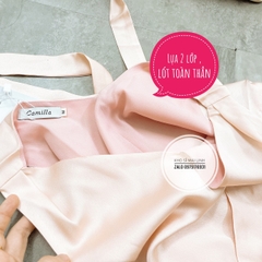 Đầm lụa ly chân màu NUDE