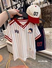 BT1019=Bộ 07 màu đỏ sọc chất thông hơi quần zip đen