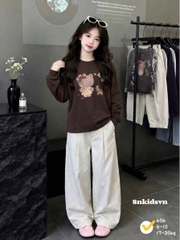 damgai12- Bộ đính nơ sz đại mix quần bom kaki 2 maiu bé gái