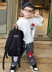 Bt757- Bộ Super hero áo trắng quần chì chất nủ cua bé trai